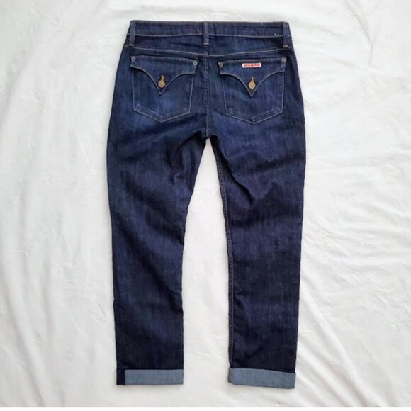 Hudson Jeans Bacara Straight Cuffed Back Flap Booty Pockets Dark Denim Size 29 - Picture 2 of 8
